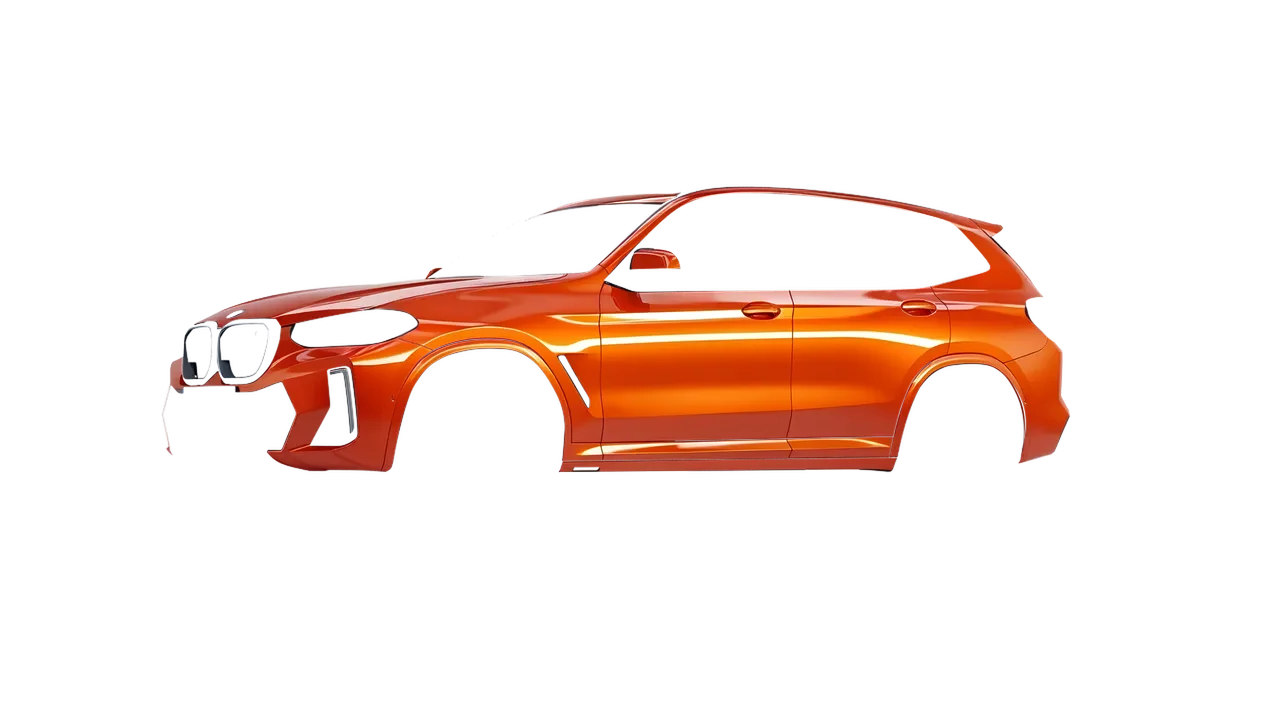 BMW iX3 2022 wrapped in Fiery Orange (3M G364), front three-quarter view