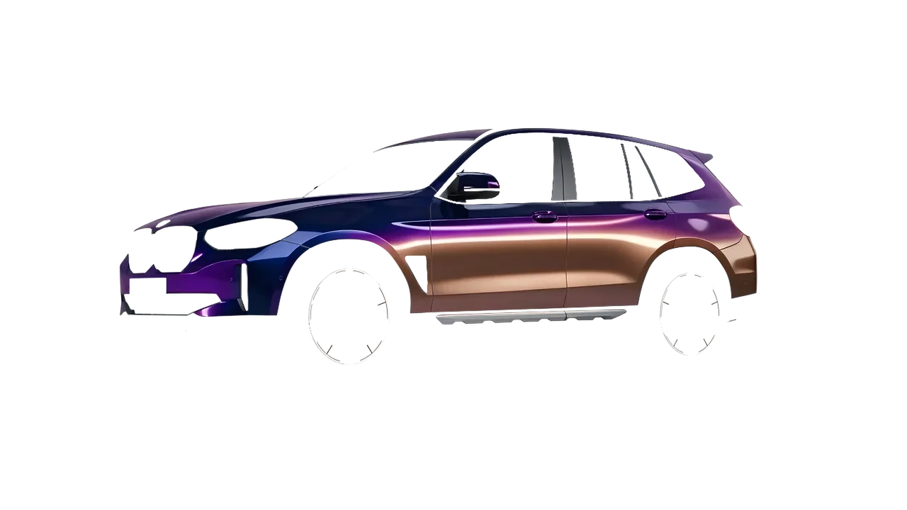 BMW iX3 2022 wrapped in Gloss Flip Deep Space (3M GP278), front three-quarter view