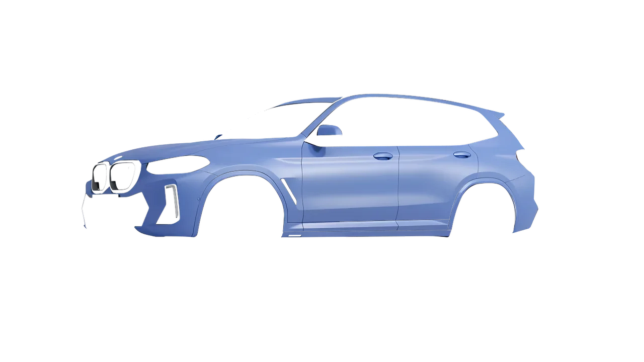 BMW iX3 2022 wrapped in Dreamline Blue (Avery Dennison SW900-616-O), front three-quarter view