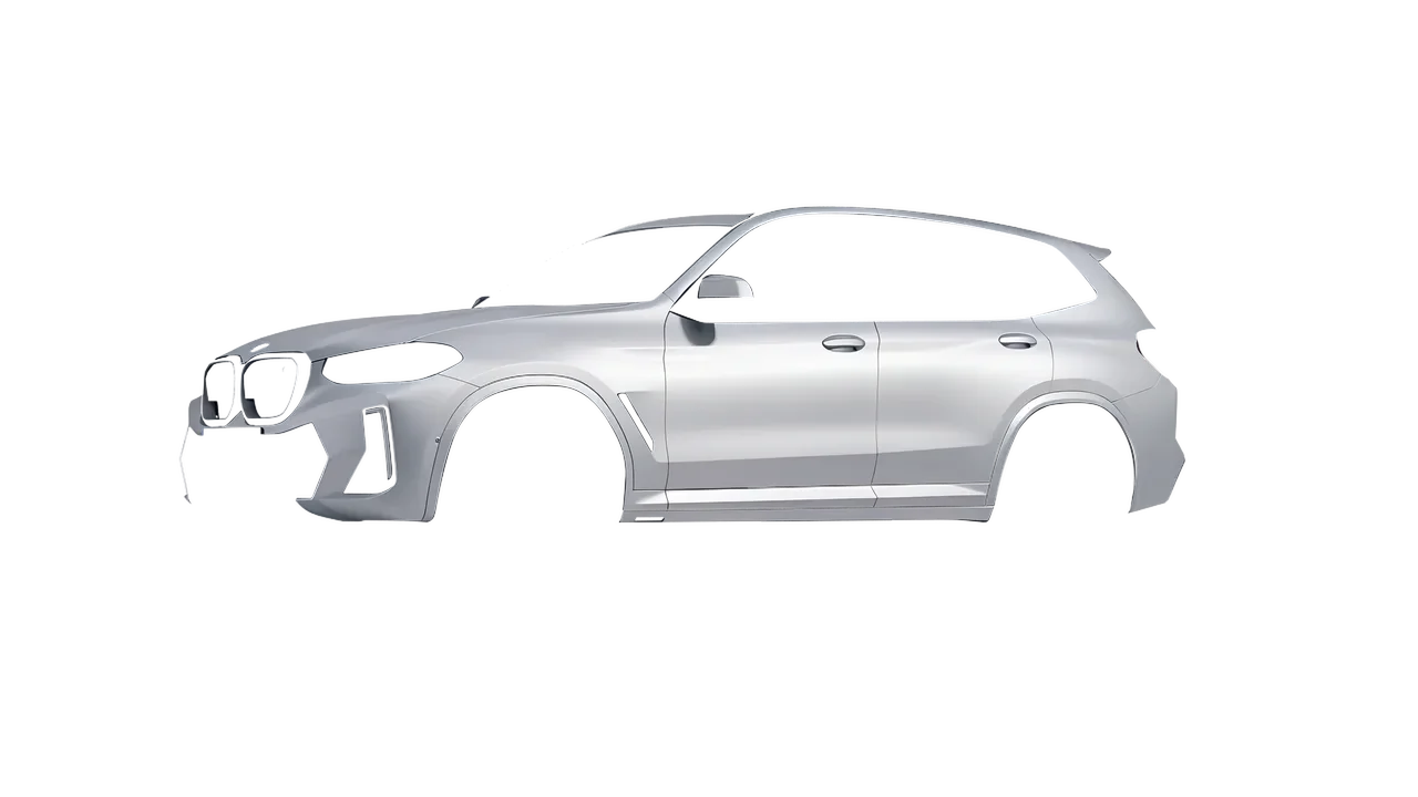 BMW iX3 2022 wrapped in Matte Silver (3M M21), front three-quarter view