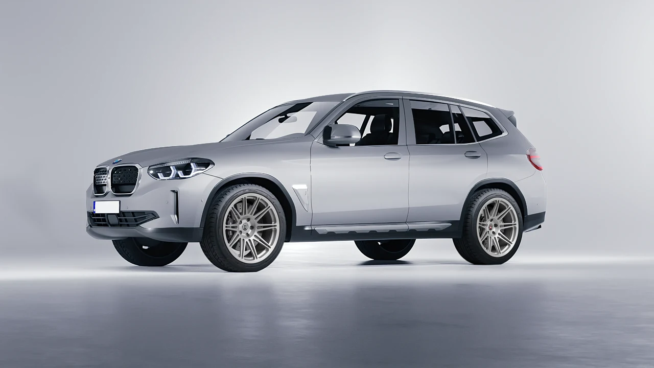 BMW iX3 2022 on HRE Performance Wheels 301M forged wheels, front three-quarter view