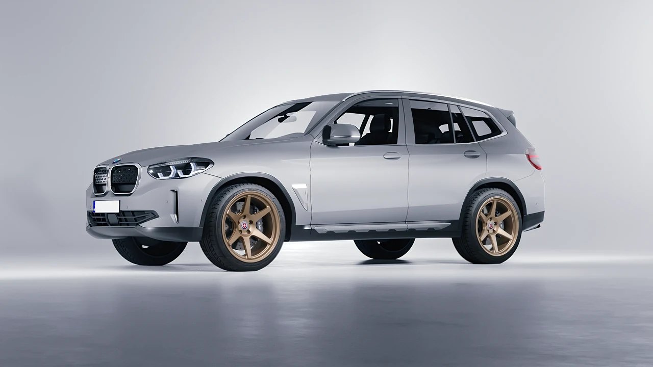 BMW iX3 2022 on HRE Performance Wheels 306-GTS forged wheels, front three-quarter view