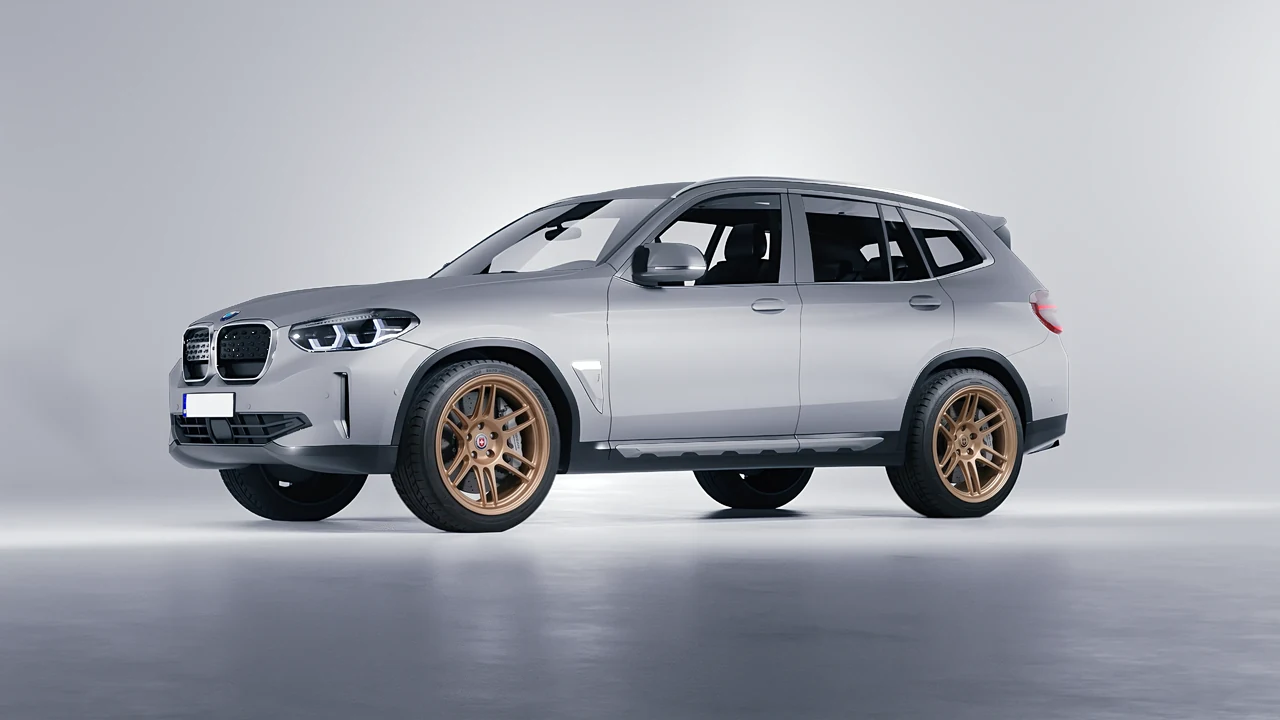 BMW iX3 2022 on HRE Performance Wheels 312-GTS forged wheels, front three-quarter view