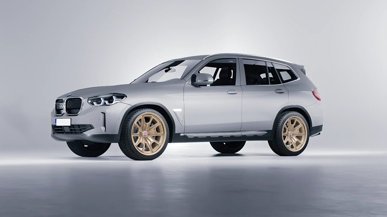 BMW iX3 2022 on HRE Performance Wheels 427M forged wheels, front three-quarter view