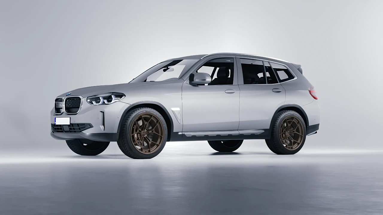 BMW iX3 2022 on HRE Performance Wheels P301 forged wheels, front three-quarter view