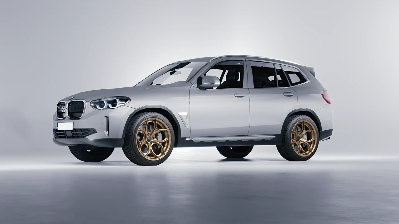 BMW iX3 2022 on HRE Performance Wheels S111SC forged wheels, front three-quarter view