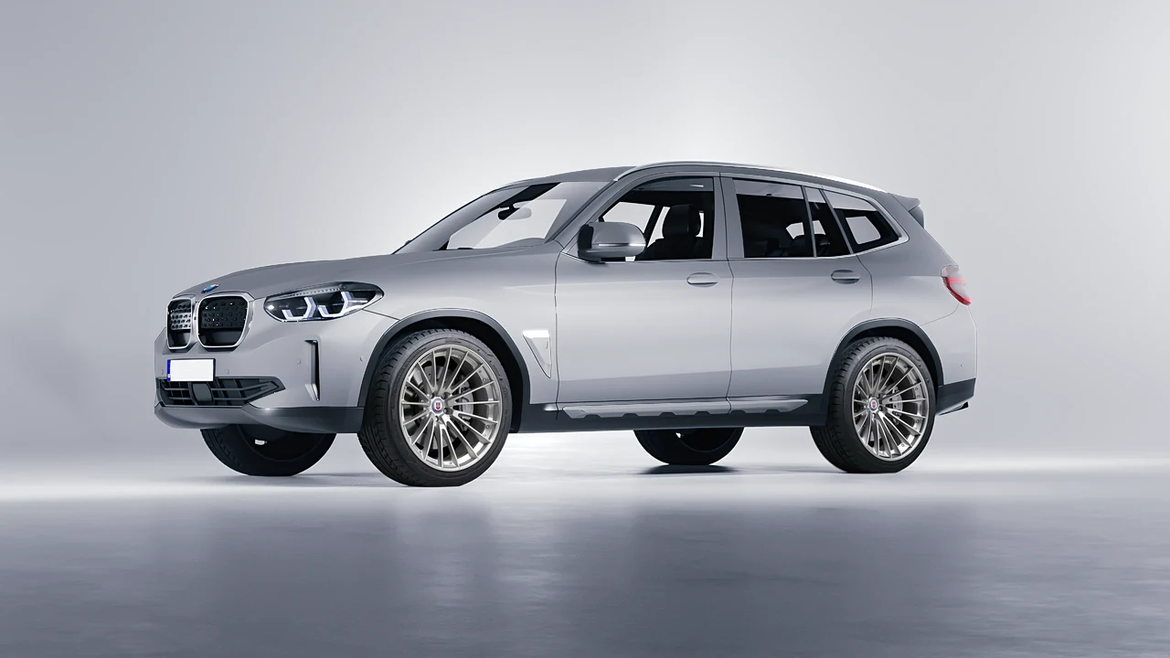 BMW iX3 2022 on HRE Performance Wheels S209 forged wheels, front three-quarter view