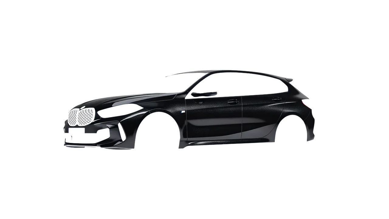 BMW M135I 2022 wrapped in Mystery Black (Avery Dennison SW900-184-M), front three-quarter view