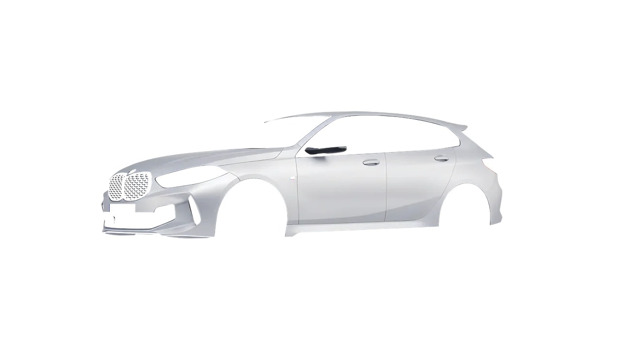 BMW M135I 2022 wrapped in Matte Silver (3M M21), front three-quarter view