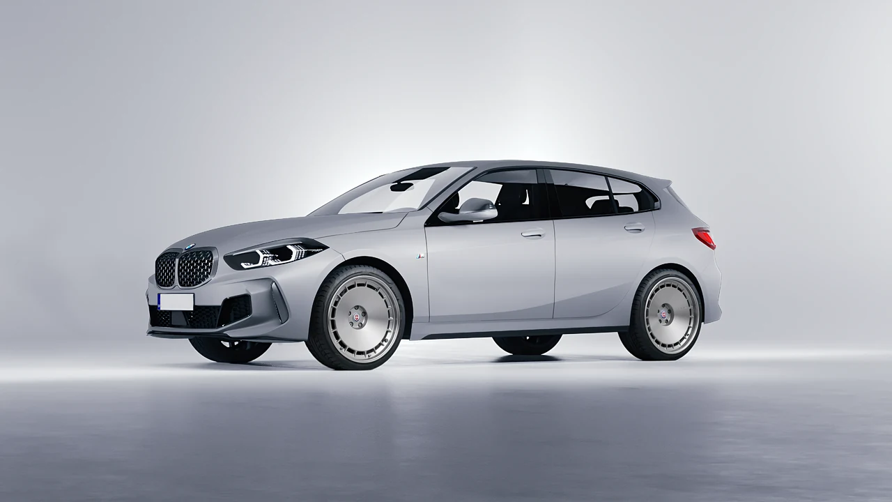 BMW M135I 2022 on HRE Performance Wheels 935 forged wheels, front three-quarter view