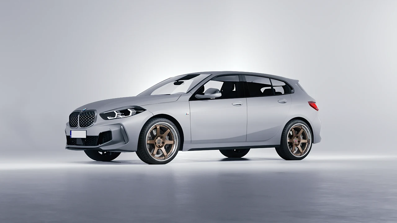 BMW M135I 2022 on HRE Performance Wheels C106 forged wheels, front three-quarter view