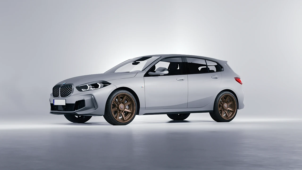 BMW M135I 2022 on HRE Performance Wheels HD188 forged wheels, front three-quarter view