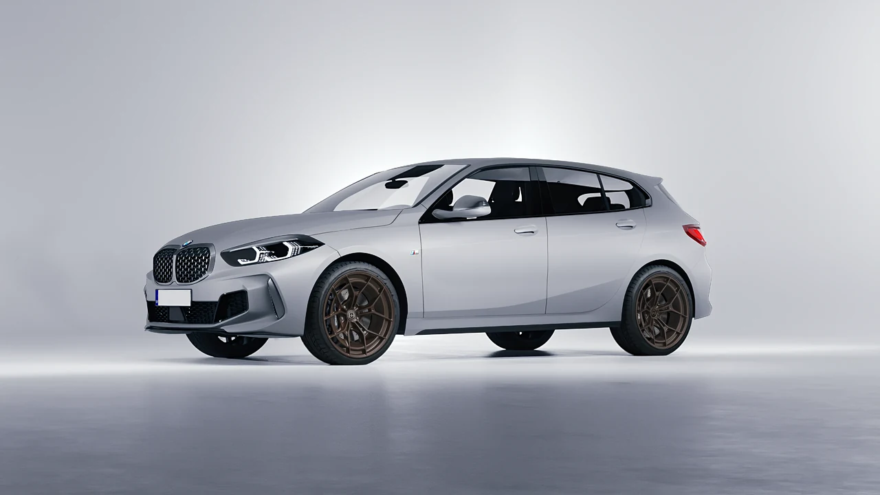 BMW M135I 2022 on HRE Performance Wheels P301 forged wheels, front three-quarter view