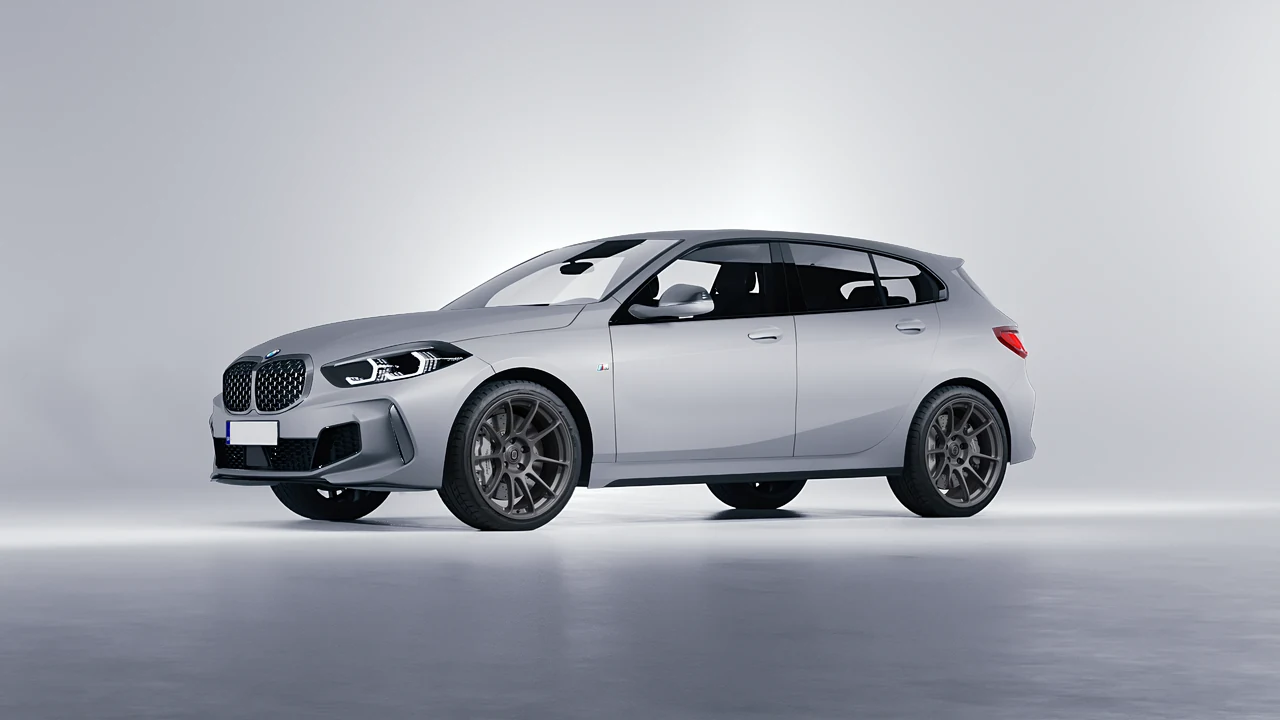 BMW M135I 2022 on HRE Performance Wheels RC103 forged wheels, front three-quarter view