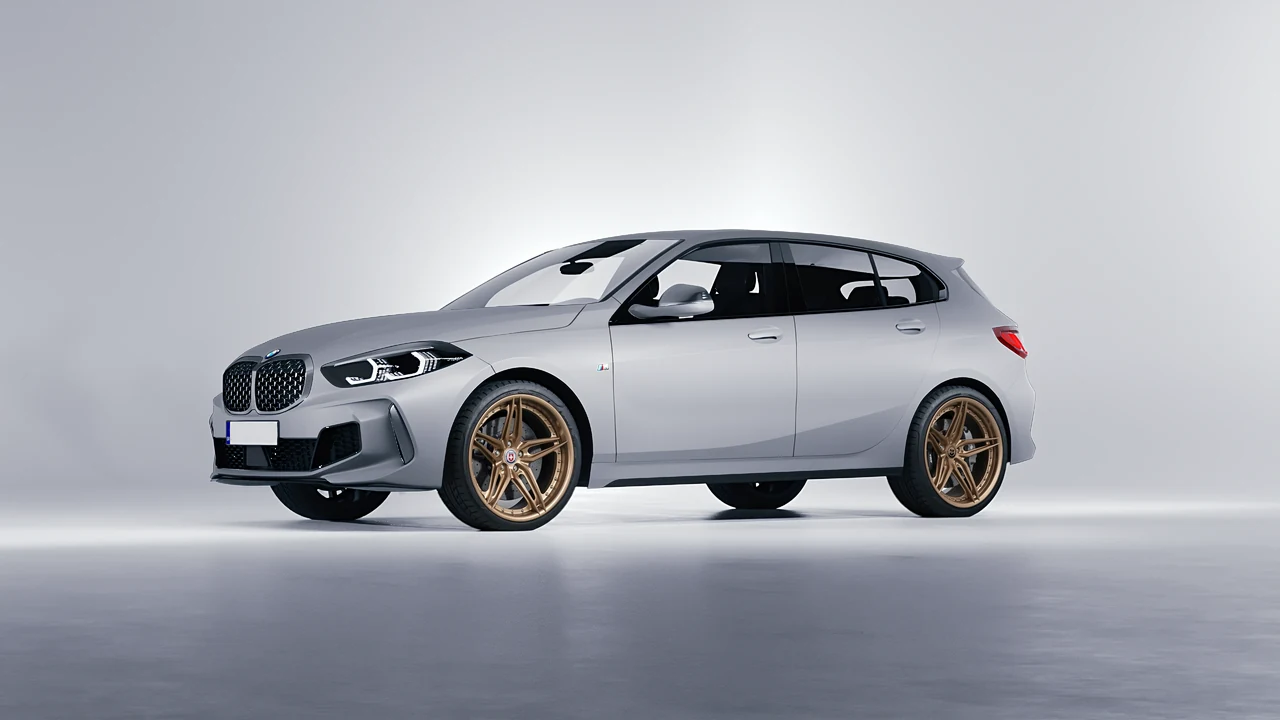 BMW M135I 2022 on HRE Performance Wheels S107SC forged wheels, front three-quarter view