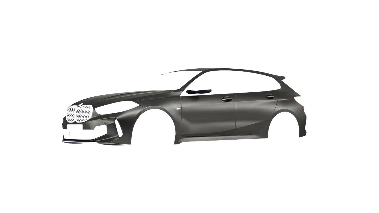 BMW M135I 2022 wrapped in Black Rock Grey (Avery Dennison SW900-823-M), front three-quarter view