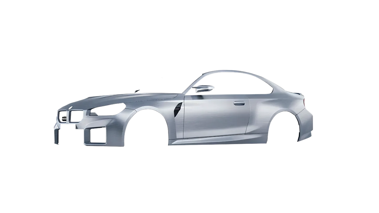 BMW M2 2022 wrapped in Brushed Aluminum (Avery Dennison SW900-812-X), front three-quarter view