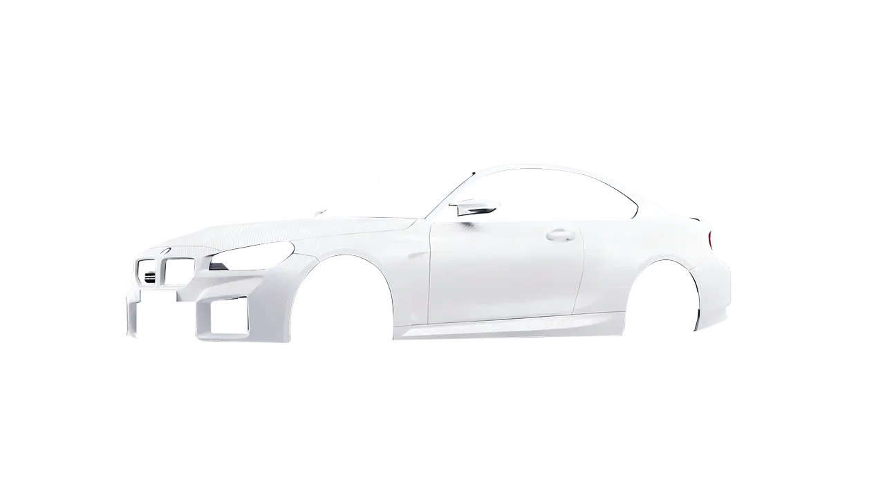 BMW M2 2022 wrapped in Carbon Fiber White (Avery Dennison SW900-115-X), front three-quarter view