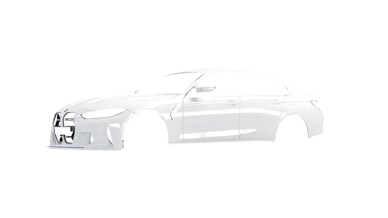 BMW M3 CS 2023 wrapped in Gloss White (3M G10), front three-quarter view