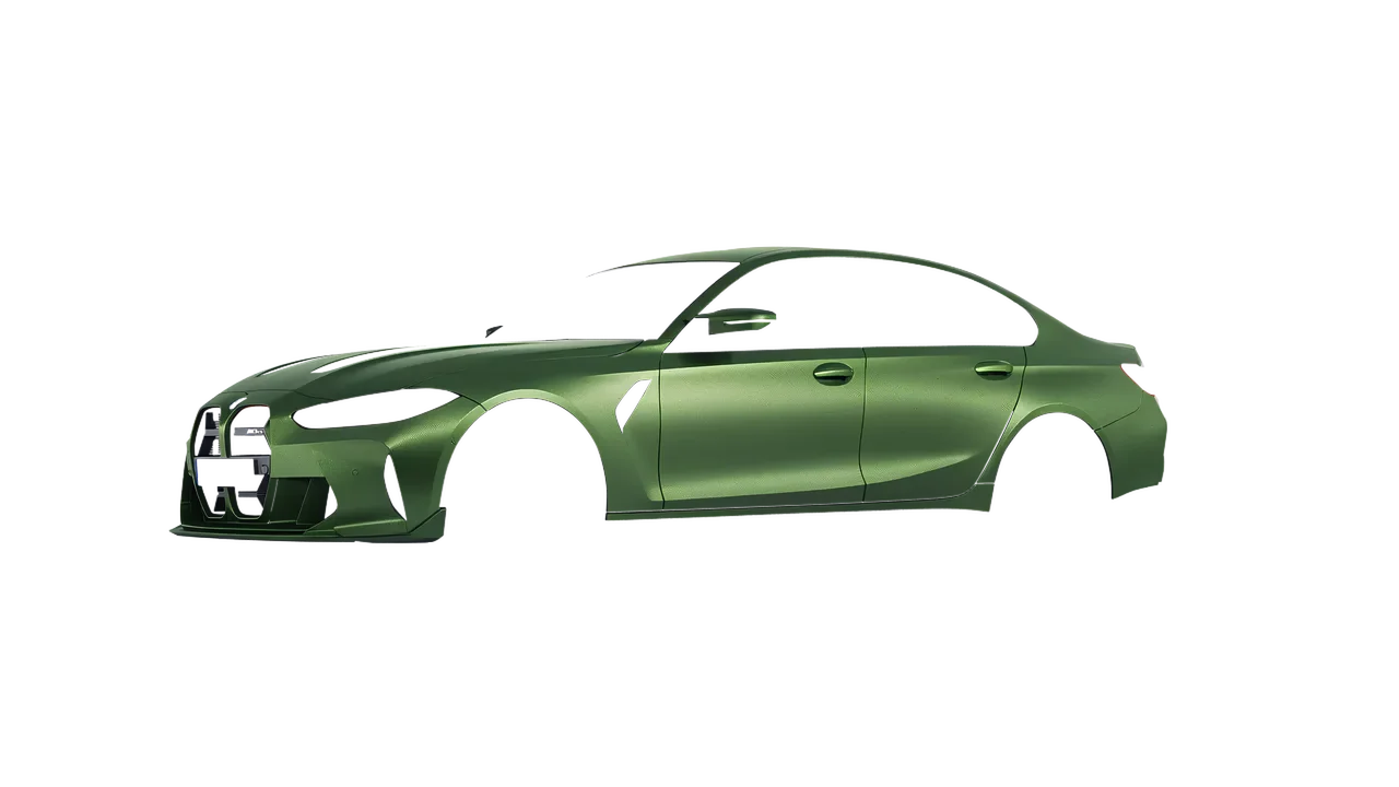 BMW M3 CS 2023 wrapped in Apple Green (Avery Dennison SW900-745-M), front three-quarter view