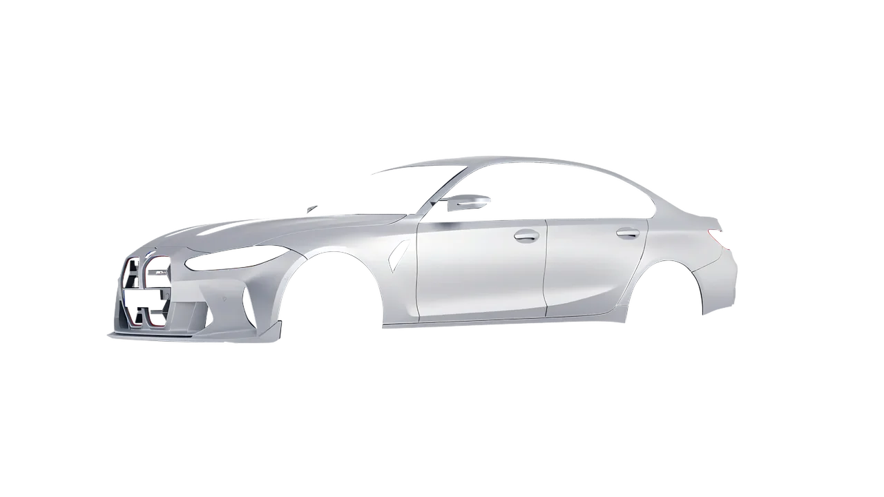 BMW M3 CS 2023 wrapped in Matte Silver (3M M21), front three-quarter view
