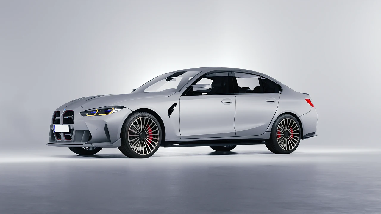 BMW M3 CS 2023 on RDB LA Twenty Three forged wheels, front three-quarter view