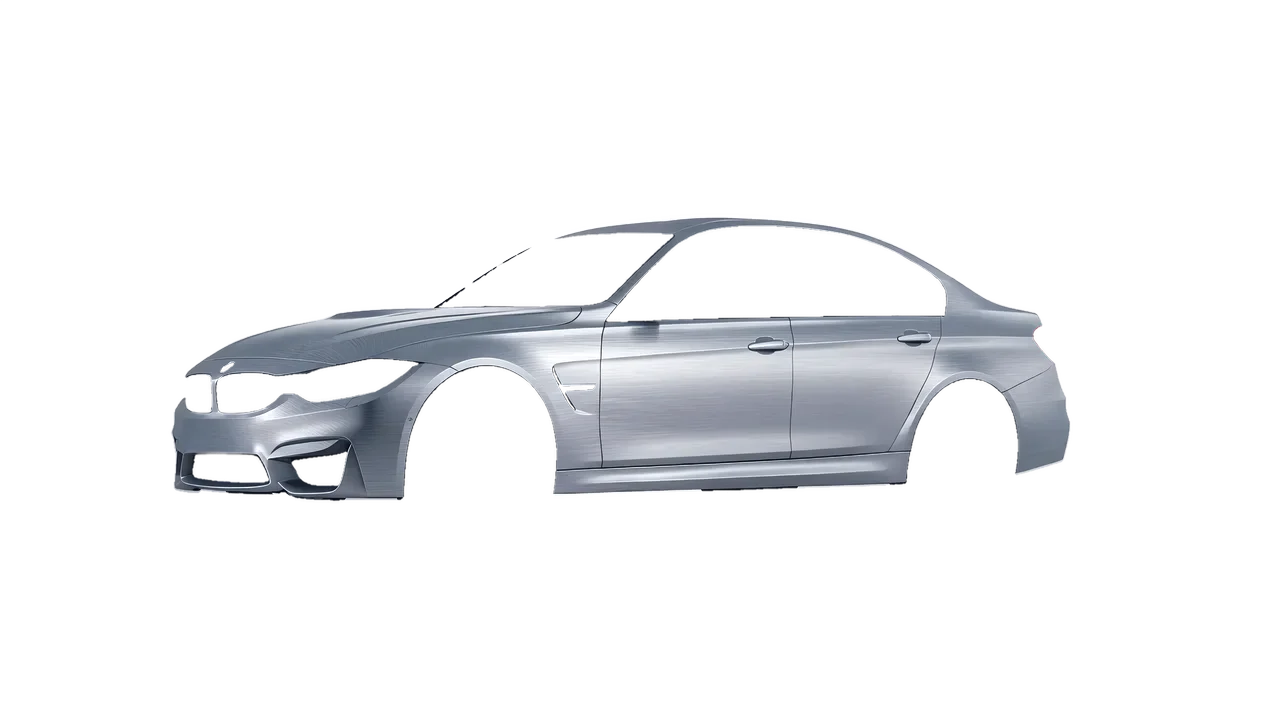 BMW M3 (F80) 2018 wrapped in Brushed Aluminum (Avery Dennison SW900-812-X), front three-quarter view