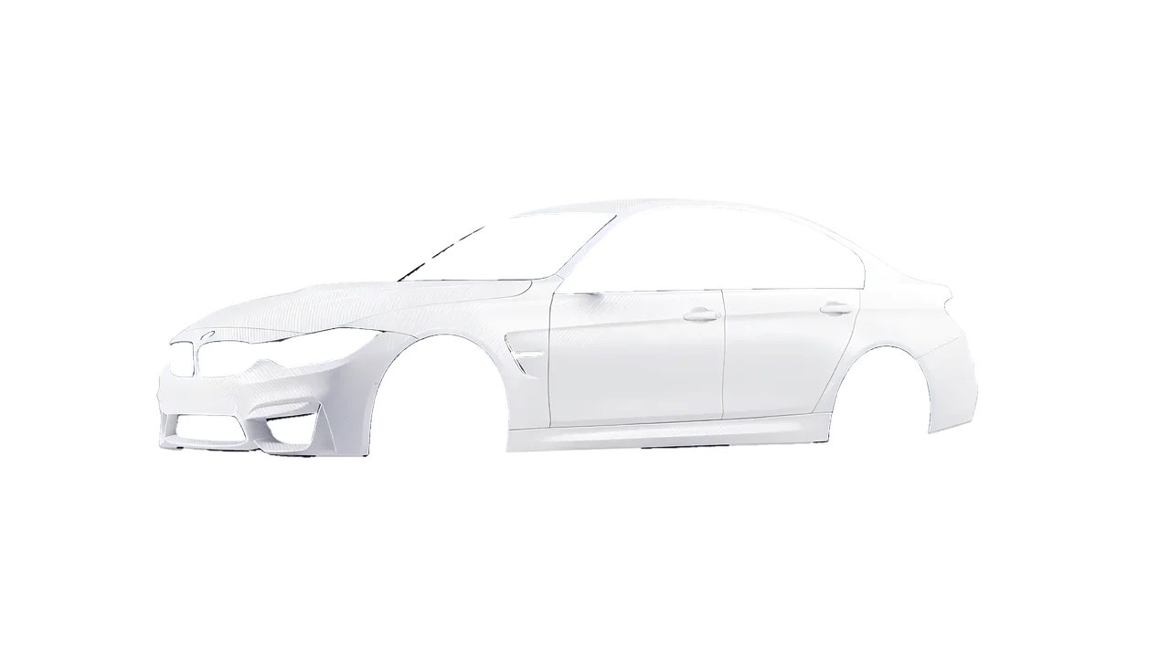 BMW M3 (F80) 2018 wrapped in Carbon Fiber White (Avery Dennison SW900-115-X), front three-quarter view
