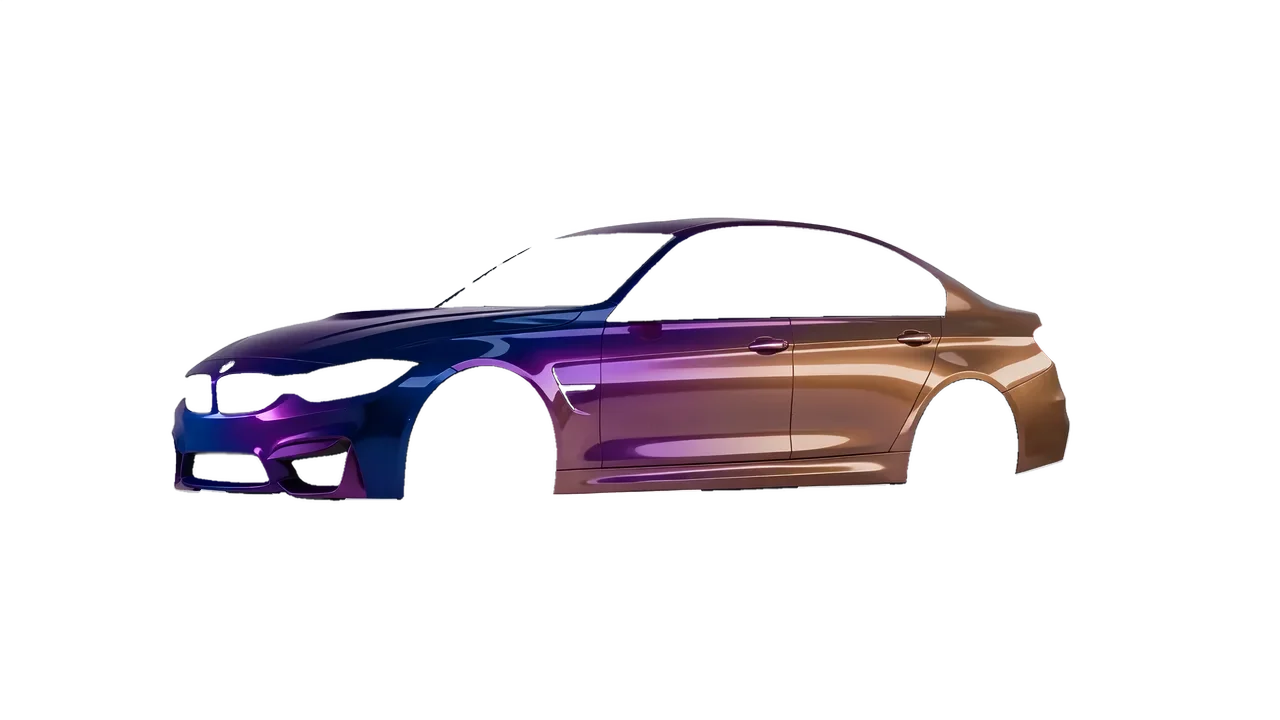 BMW M3 (F80) 2018 wrapped in Gloss Flip Deep Space (3M GP278), front three-quarter view