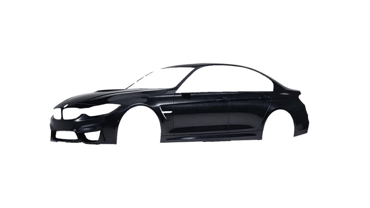 BMW M3 (F80) 2018 wrapped in Mystery Black (Avery Dennison SW900-184-M), front three-quarter view