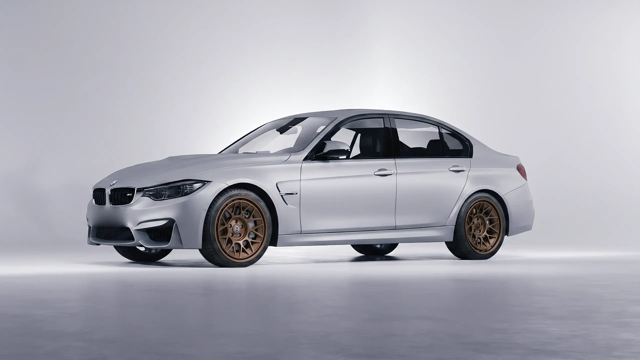 BMW M3 (F80) 2018 on HRE Performance Wheels 500-GTM forged wheels, front three-quarter view