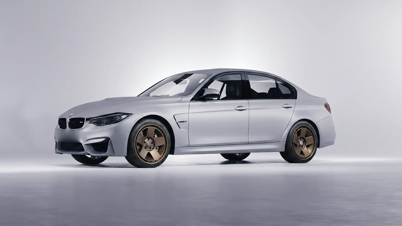 BMW M3 (F80) 2018 on HRE Performance Wheels 555-GTM forged wheels, front three-quarter view