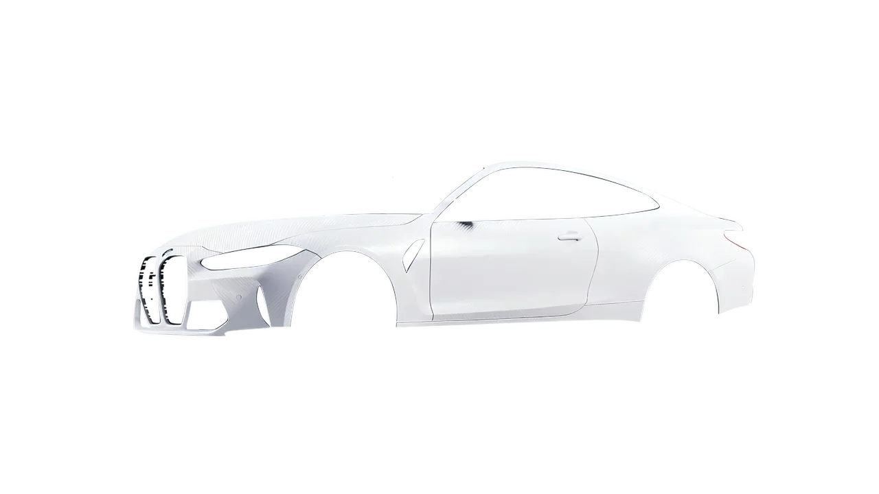 BMW M4 Coupe 2024 wrapped in Carbon Fiber White (Avery Dennison SW900-115-X), front three-quarter view