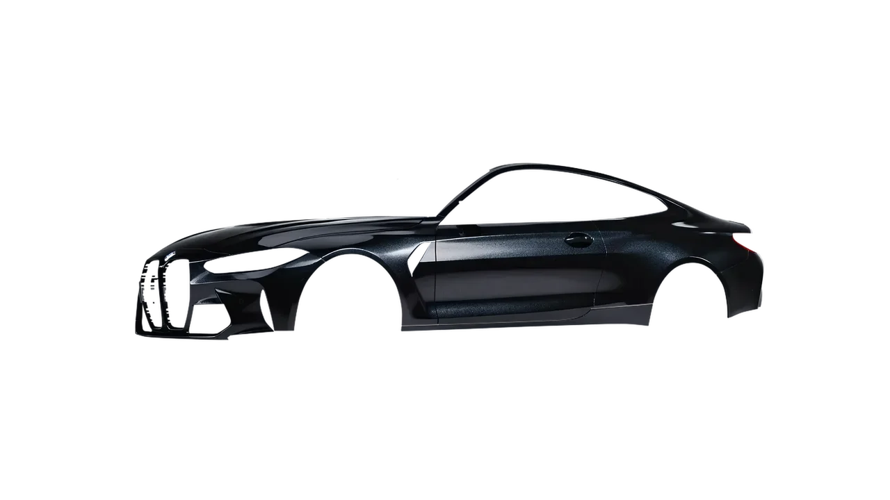 BMW M4 Coupe 2024 wrapped in Mystery Black (Avery Dennison SW900-184-M), front three-quarter view