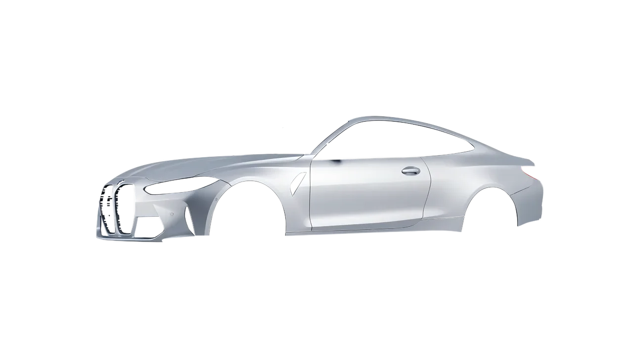 BMW M4 Coupe 2024 wrapped in Matte Silver (3M M21), front three-quarter view