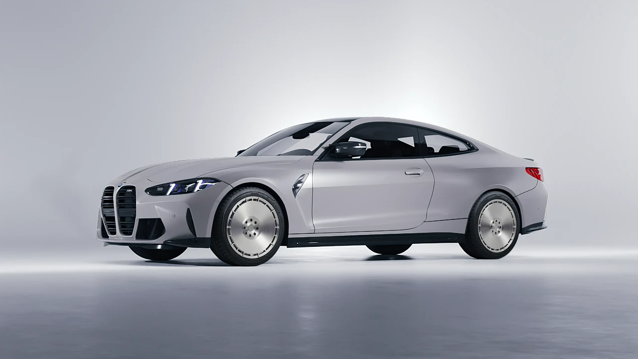 BMW M4 Coupe 2024 on RDB LA Zero forged wheels, front three-quarter view