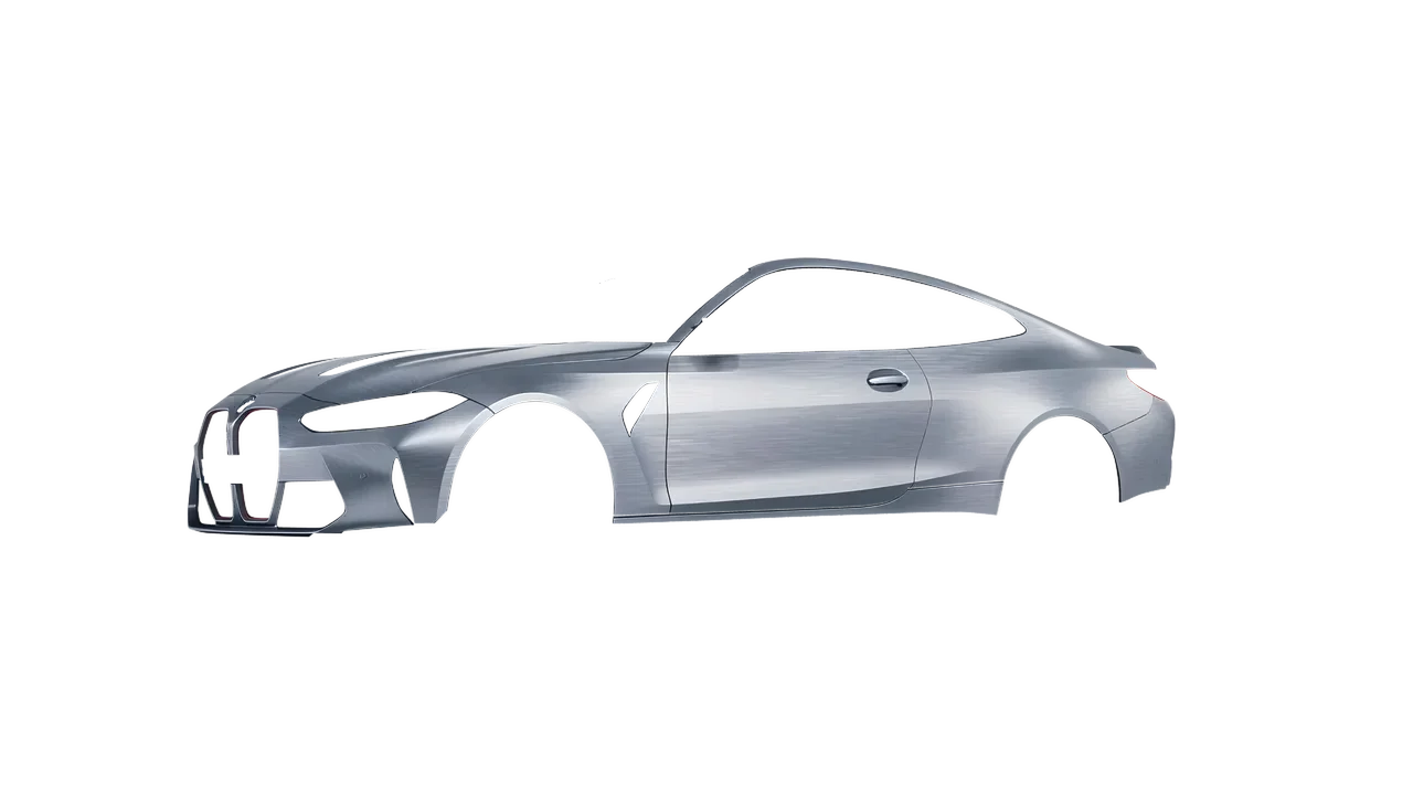 BMW M4 CSL 2022 wrapped in Brushed Aluminum (Avery Dennison SW900-812-X), front three-quarter view