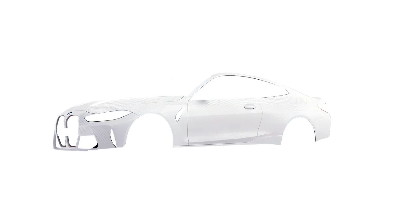 BMW M4 CSL 2022 wrapped in Carbon Fiber White (Avery Dennison SW900-115-X), front three-quarter view