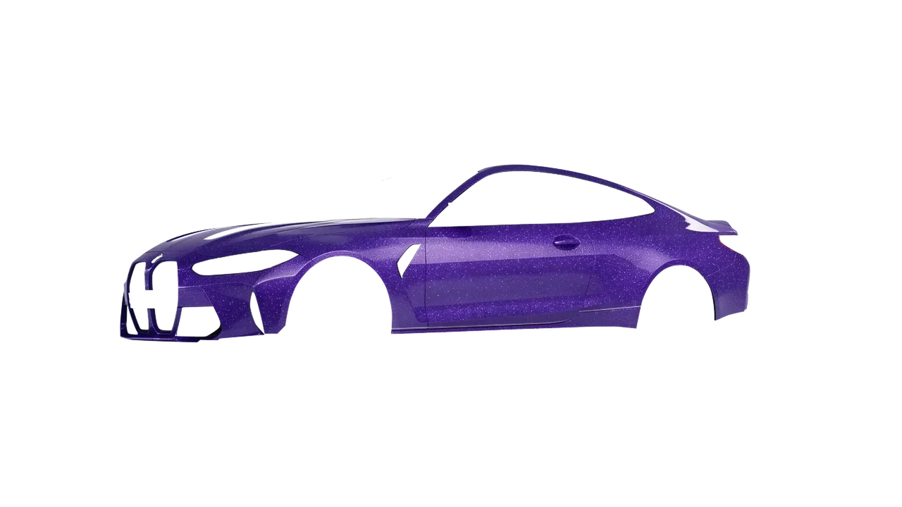 BMW M4 CSL 2022 wrapped in Purple (Avery Dennison SW900-587-D), front three-quarter view