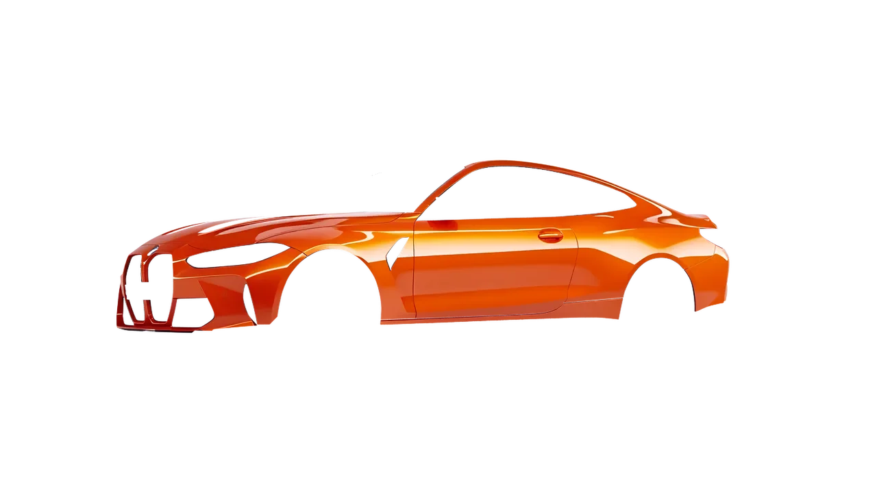 BMW M4 CSL 2022 wrapped in Fiery Orange (3M G364), front three-quarter view