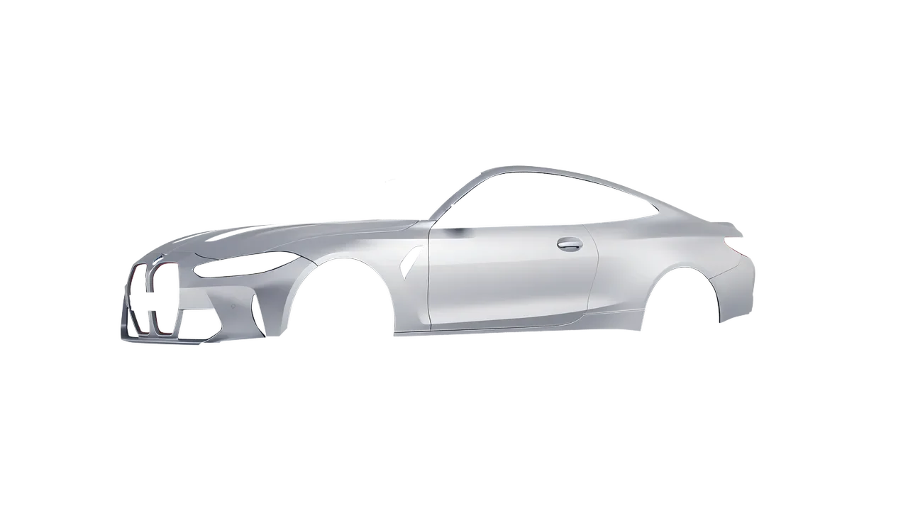 BMW M4 CSL 2022 wrapped in Matte Silver (3M M21), front three-quarter view