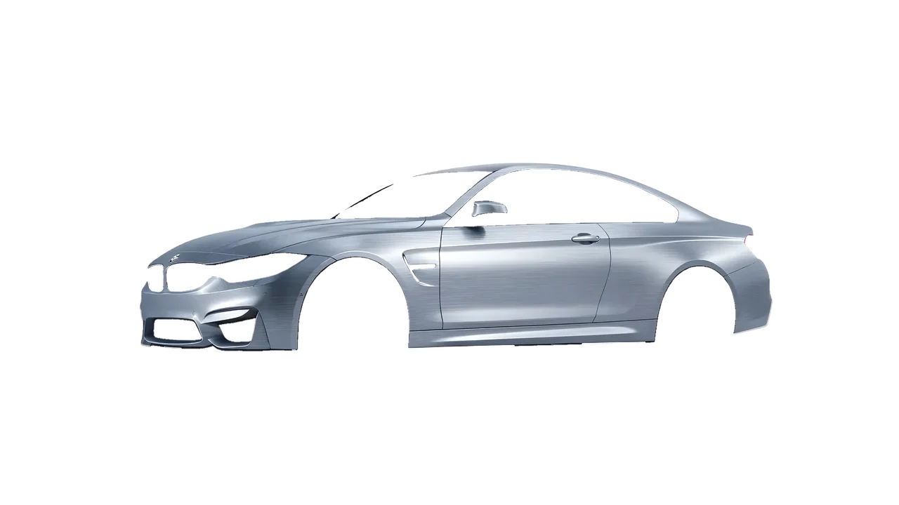 BMW M4 (F82) 2018 wrapped in Brushed Aluminum (Avery Dennison SW900-812-X), front three-quarter view