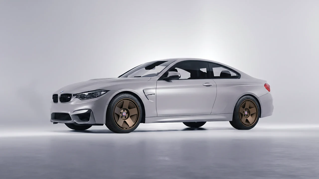 BMW M4 (F82) 2018 on HRE Performance Wheels 555-GTM forged wheels, front three-quarter view