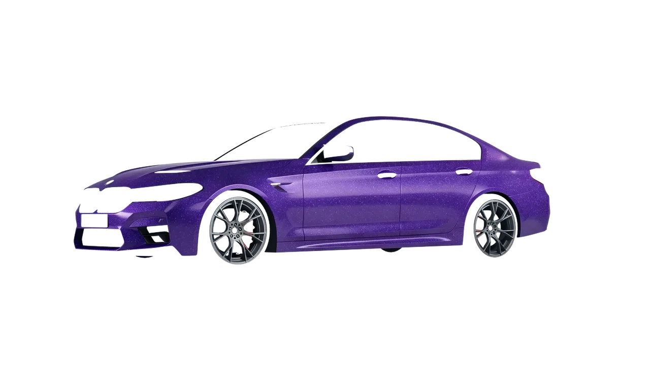 BMW M5 CS 2022 wrapped in Purple (Avery Dennison SW900-587-D), front three-quarter view