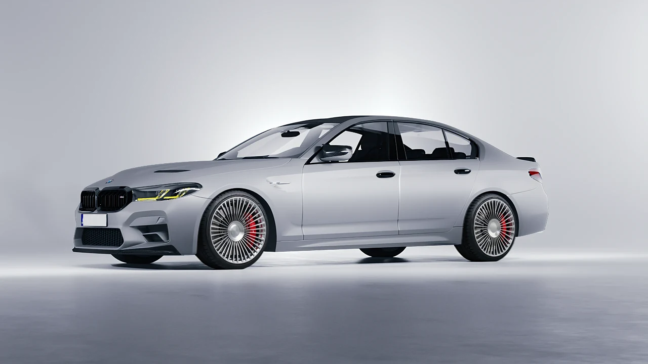 BMW M5 CS 2022 on RDB LA 50 forged wheels, front three-quarter view