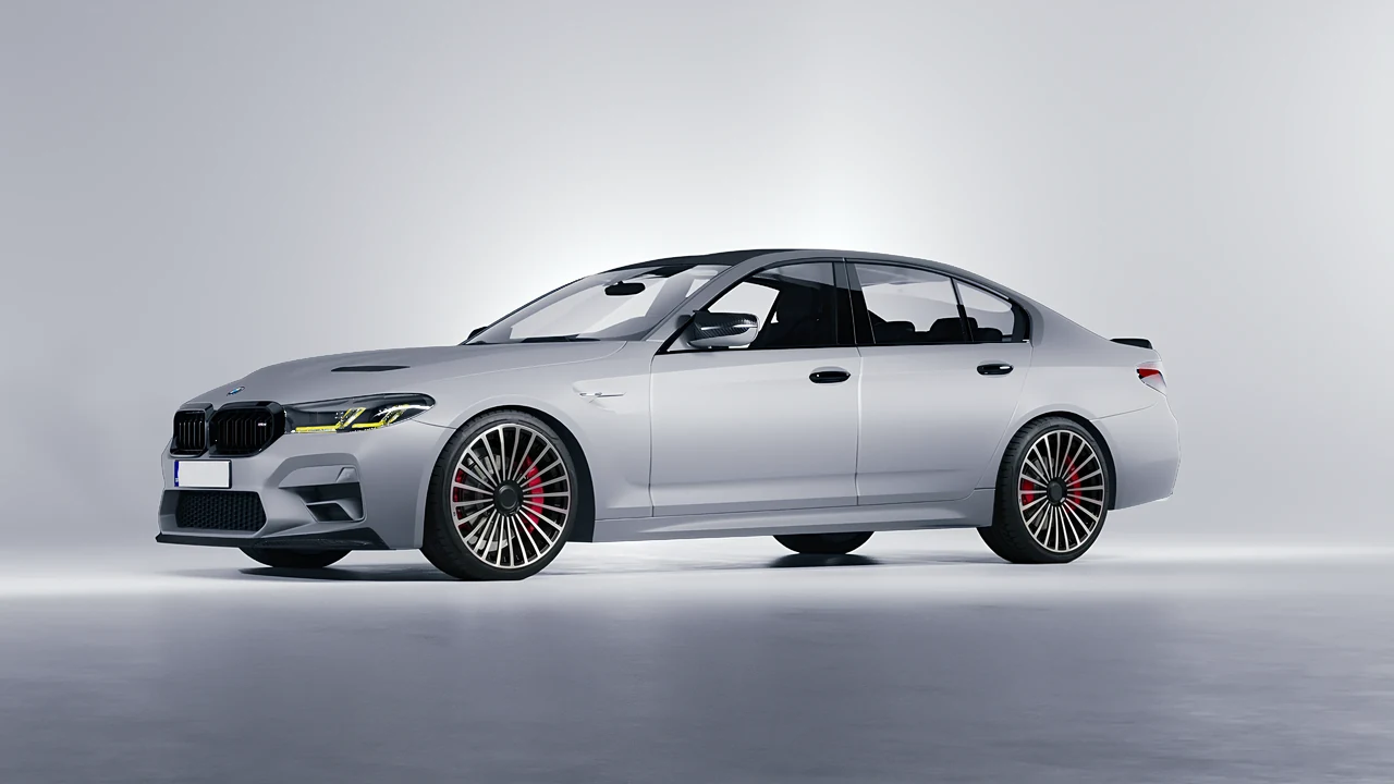 BMW M5 CS 2022 on RDB LA Twenty Three forged wheels, front three-quarter view