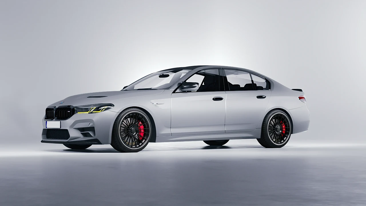 BMW M5 CS 2022 on RDB LA Twenty Two forged wheels, front three-quarter view