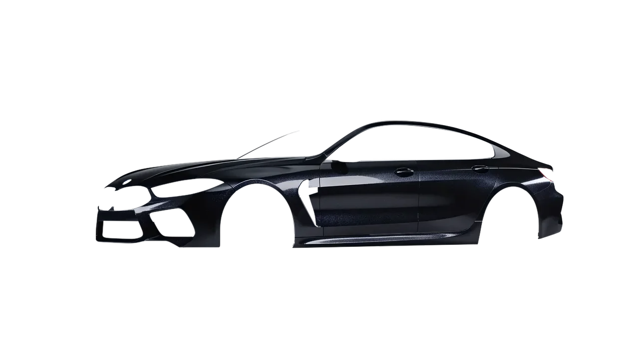 BMW M8 2022 wrapped in Mystery Black (Avery Dennison SW900-184-M), front three-quarter view