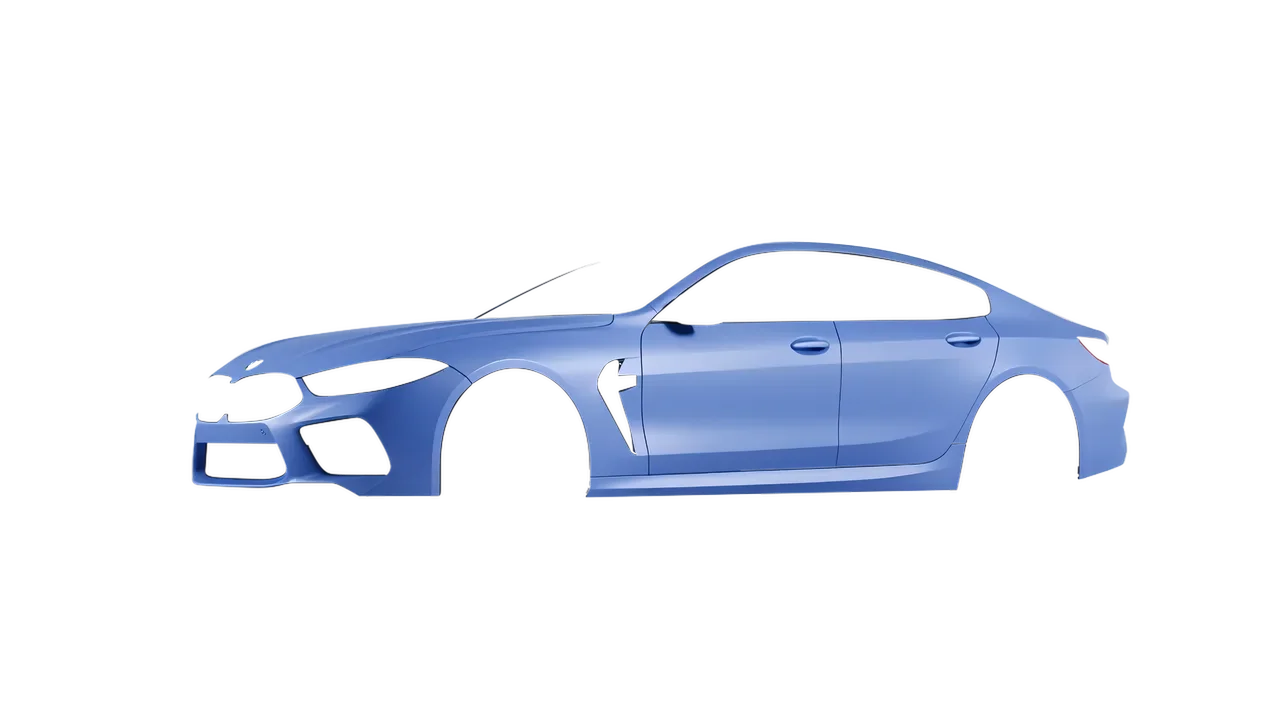 BMW M8 2022 wrapped in Dreamline Blue (Avery Dennison SW900-616-O), front three-quarter view