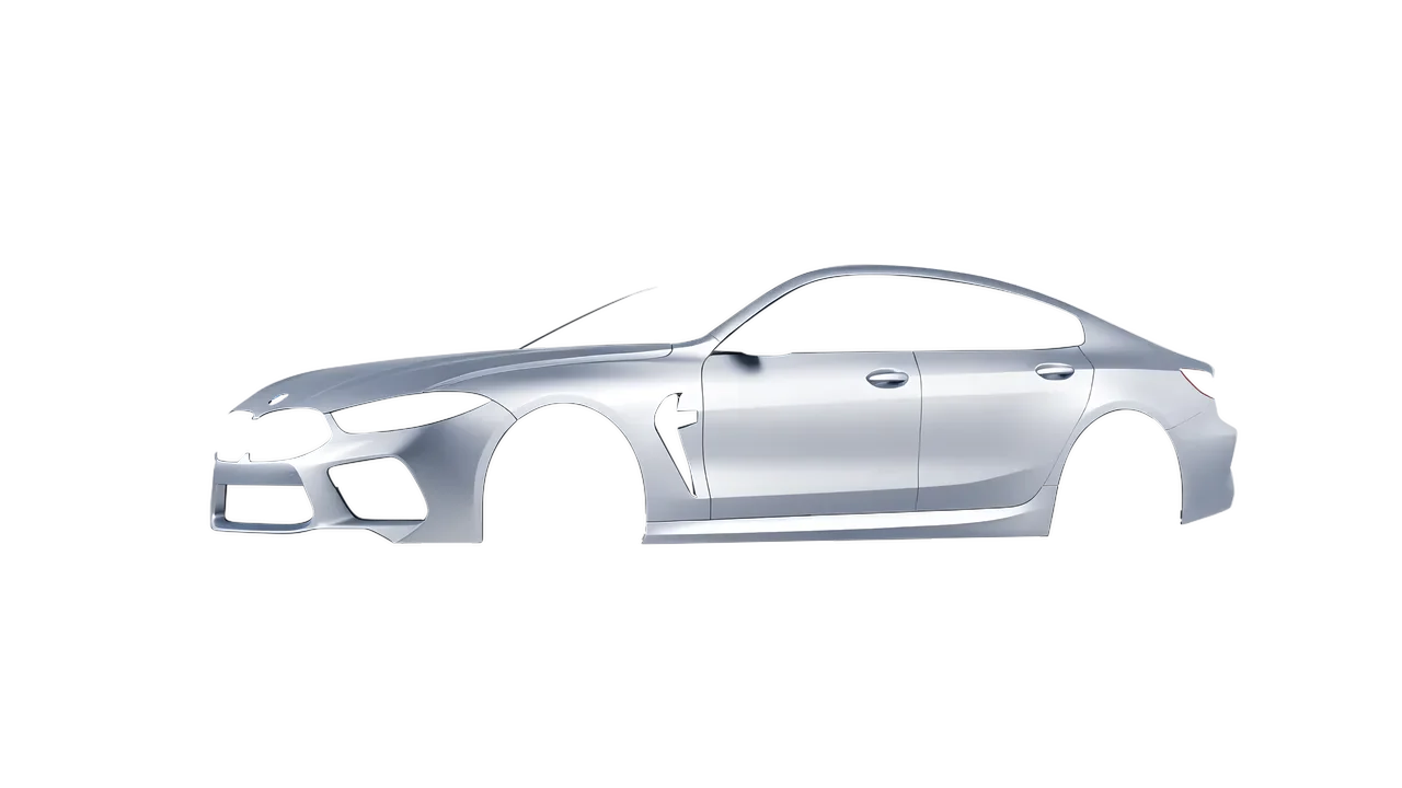 BMW M8 2022 wrapped in Matte Silver (3M M21), front three-quarter view